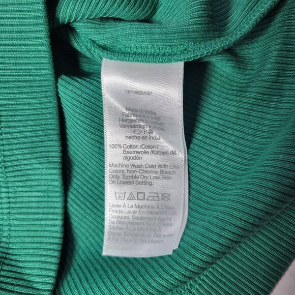 Madewell Women Green Garment Dyed Ribbed Short Sleeve Cotton Tee Size XS - Picture 3 of 6